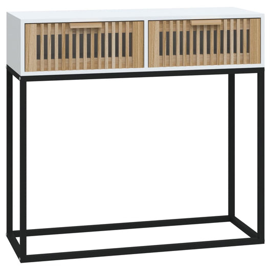 Tavolino Consolle Bianco 80x30x75 cm Legno Multistrato e Ferro 352103