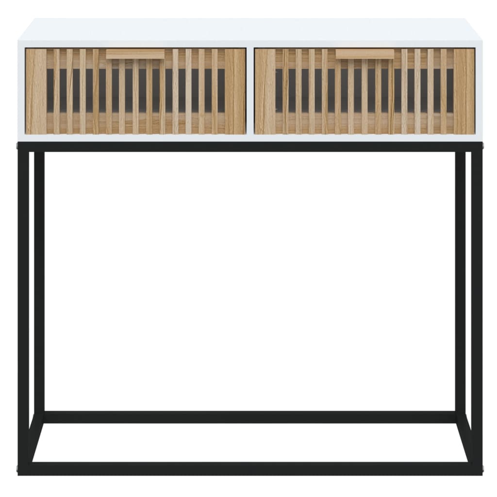 Tavolino Consolle Bianco 80x30x75 cm Legno Multistrato e Ferro 352103