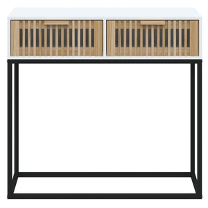 Tavolino Consolle Bianco 80x30x75 cm Legno Multistrato e Ferro 352103