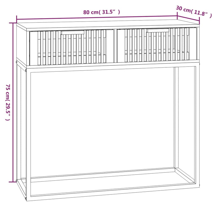 Tavolino Consolle Bianco 80x30x75 cm Legno Multistrato e Ferro 352103