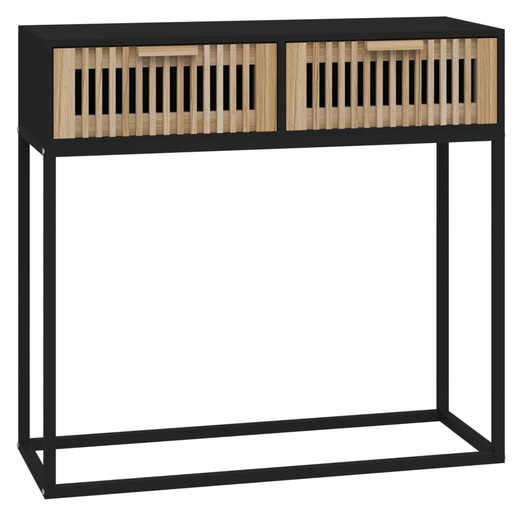 Tavolino Consolle Nero 80x30x75 cm Legno Multistrato e Ferro 352104