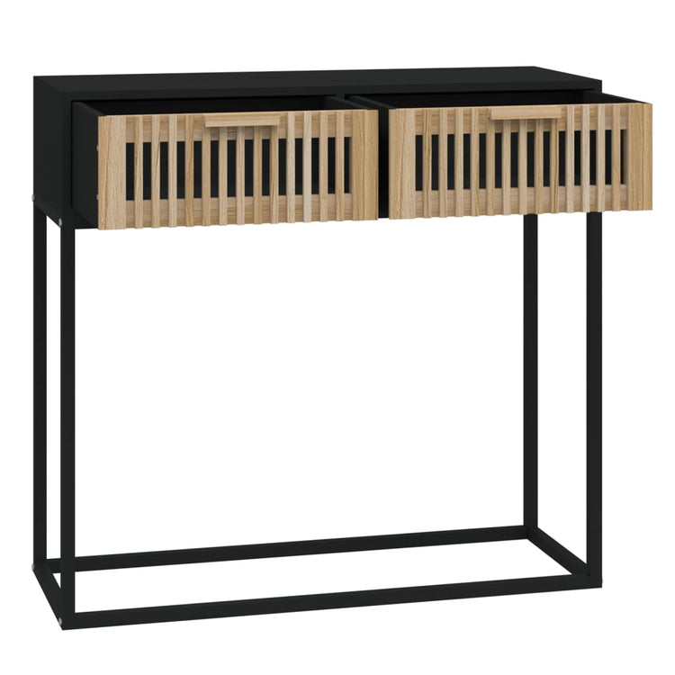 Tavolino Consolle Nero 80x30x75 cm Legno Multistrato e Ferro 352104