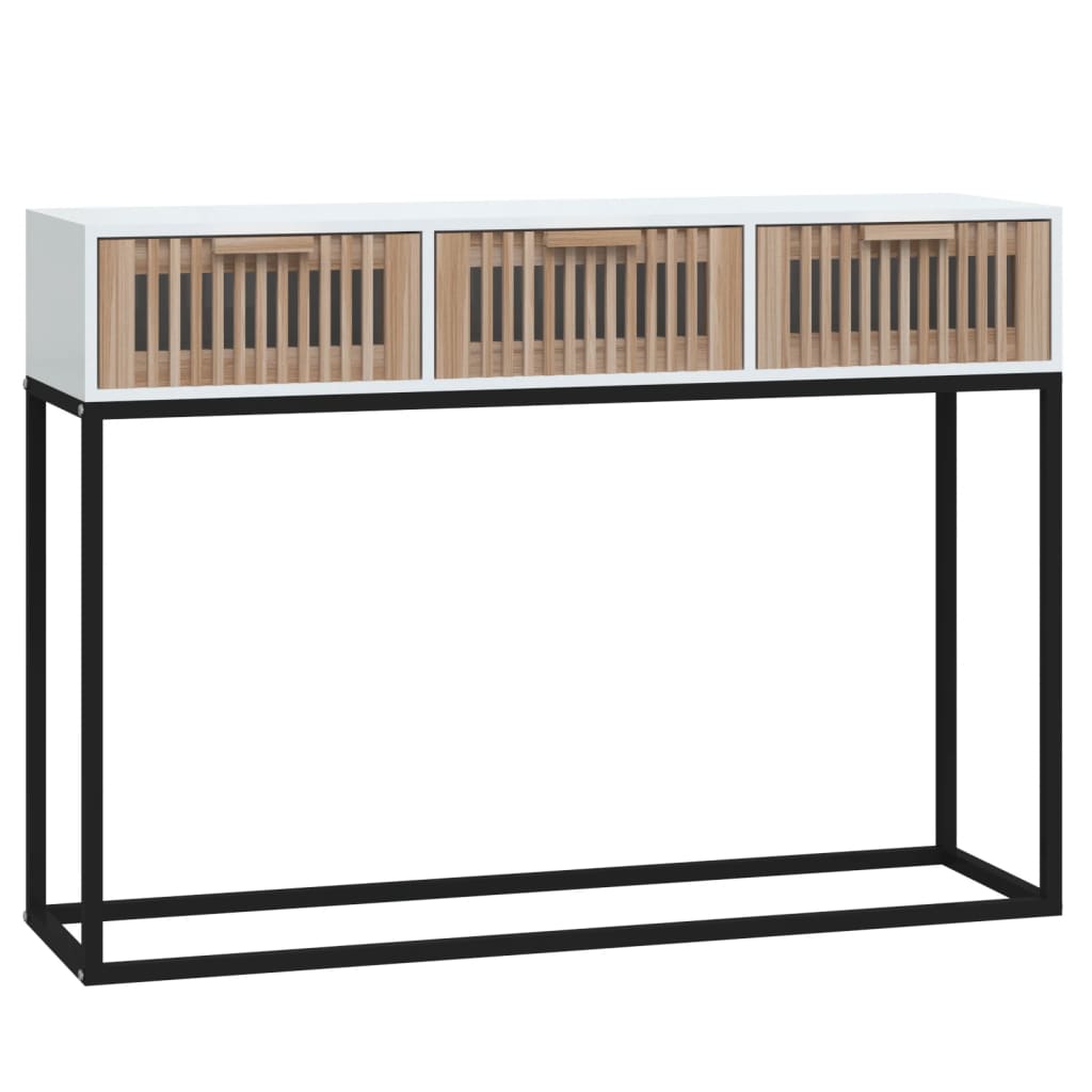 Tavolino Consolle Bianco 105x30x75 cm Legno Multistrato e Ferro 352106