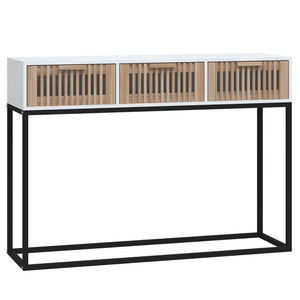 Tavolino Consolle Bianco 105x30x75 cm Legno Multistrato e Ferro 352106