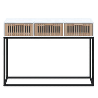 Tavolino Consolle Bianco 105x30x75 cm Legno Multistrato e Ferro 352106