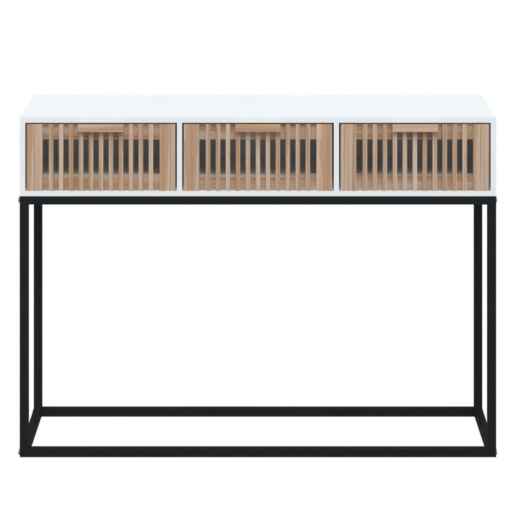 Tavolino Consolle Bianco 105x30x75 cm Legno Multistrato e Ferro 352106