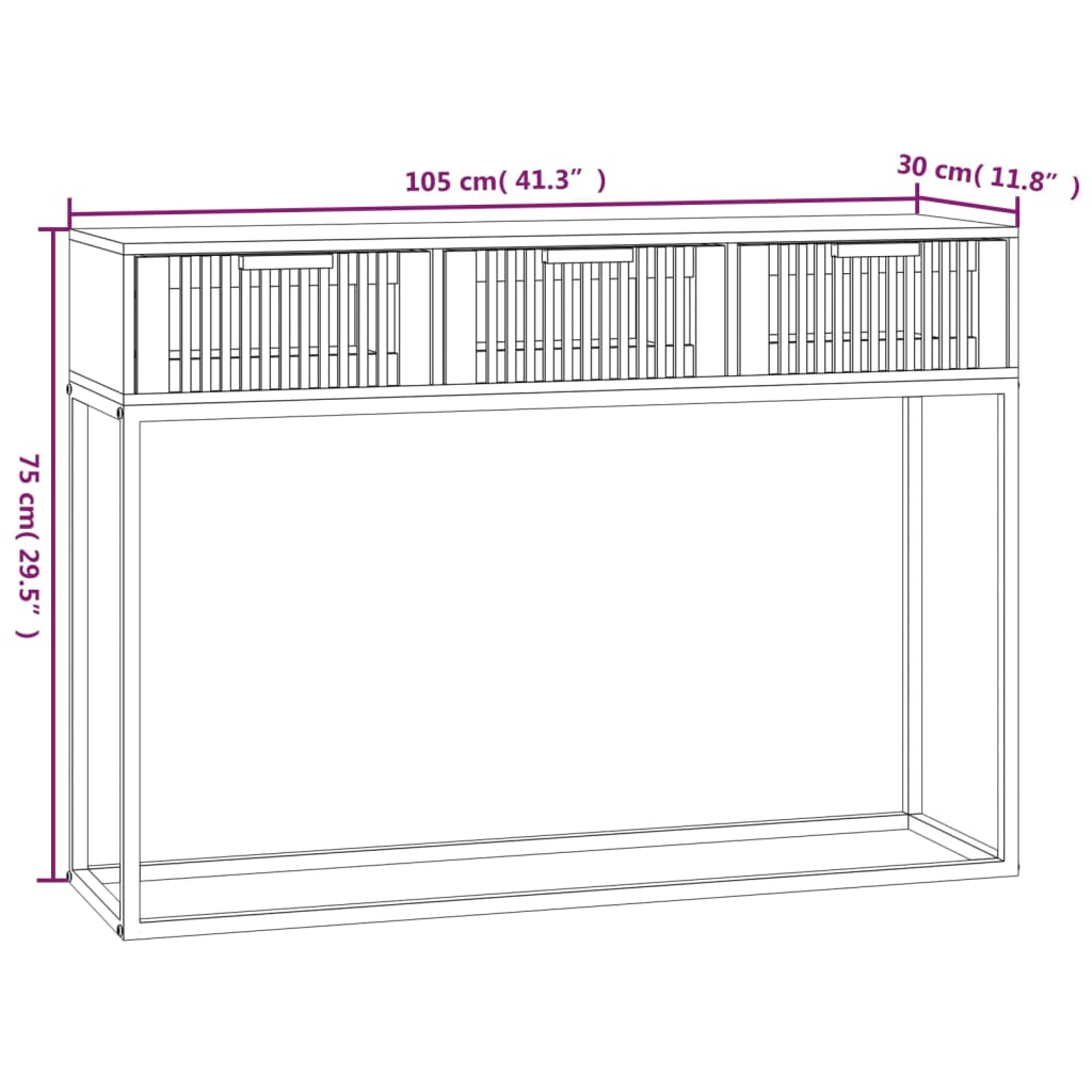 Tavolino Consolle Bianco 105x30x75 cm Legno Multistrato e Ferro 352106