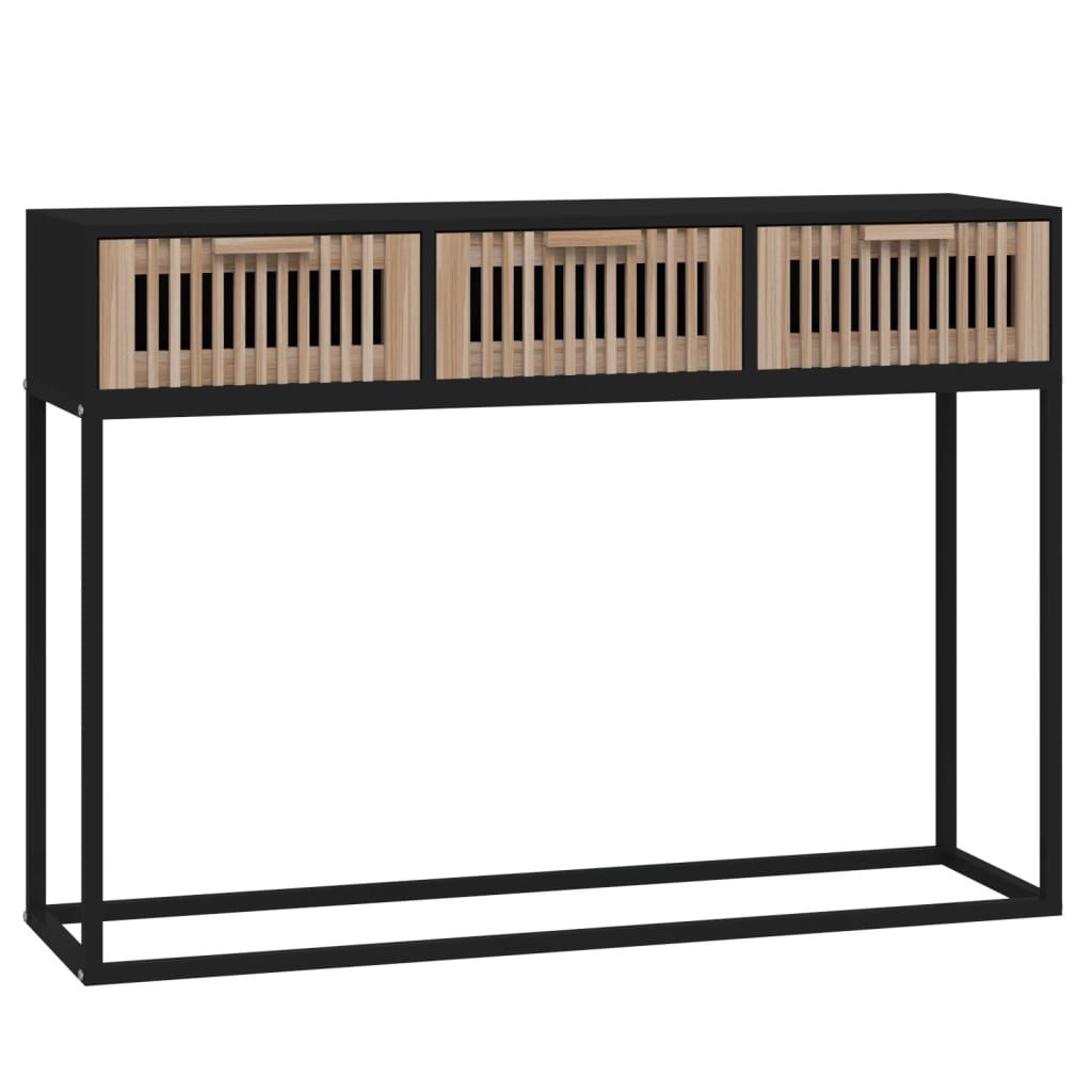 Tavolino Consolle Nero 105x30x75 cm Legno Multistrato e Ferro 352107