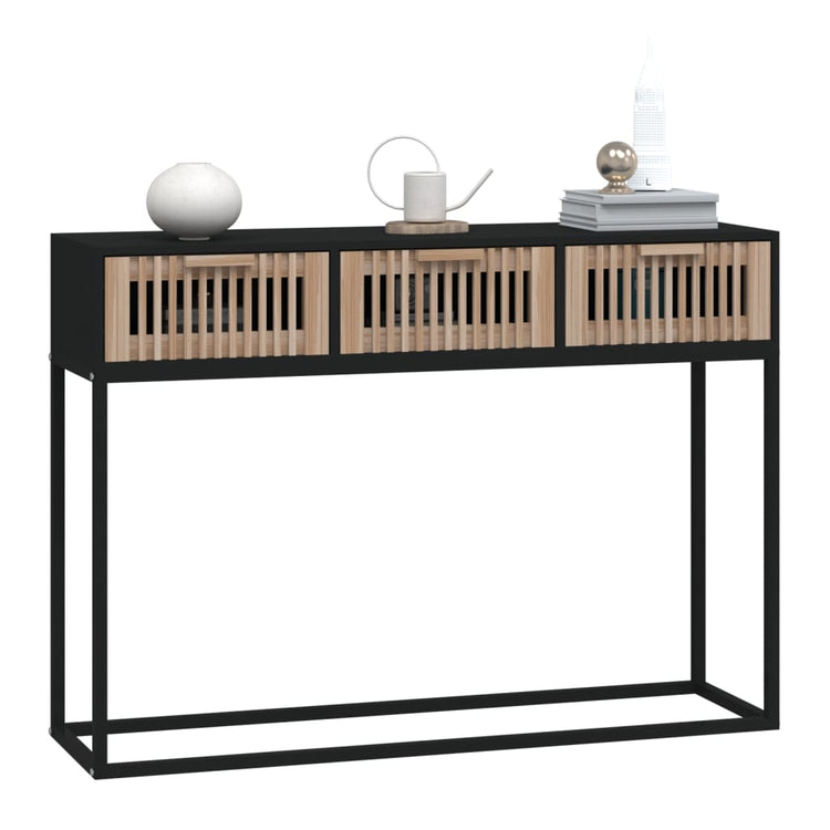 Tavolino Consolle Nero 105x30x75 cm Legno Multistrato e Ferro 352107