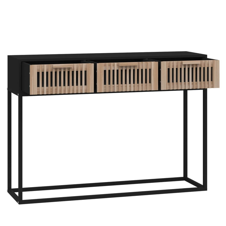 Tavolino Consolle Nero 105x30x75 cm Legno Multistrato e Ferro 352107