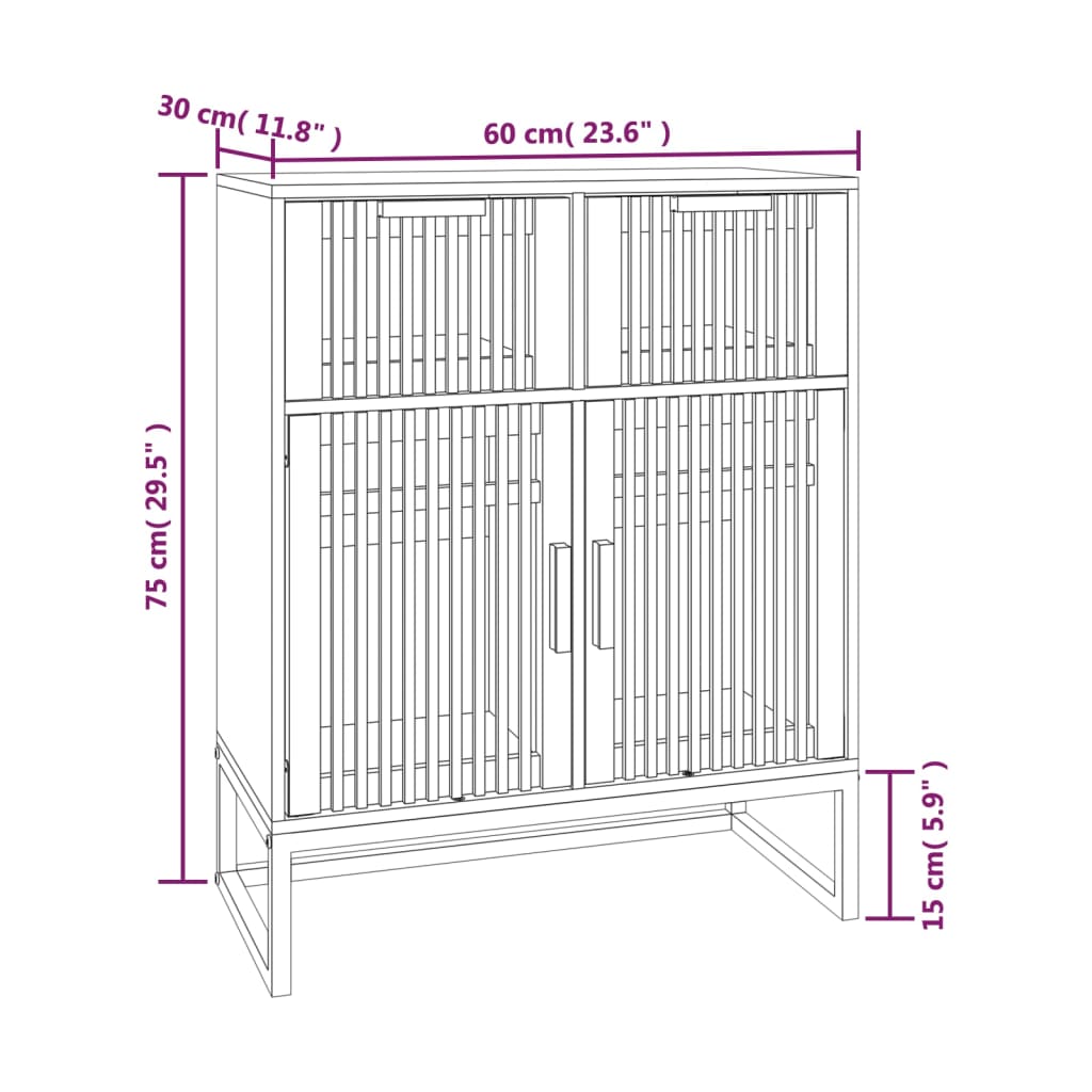 Credenza Nera 60x30x75 cm in Legno Multistrato 352116