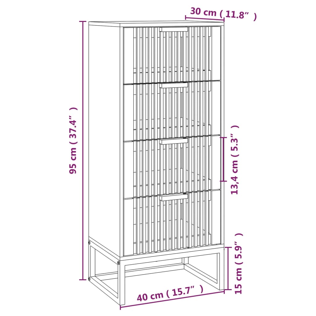 Credenza Bianca 40x30x95 cm in Legno Multistrato 352124