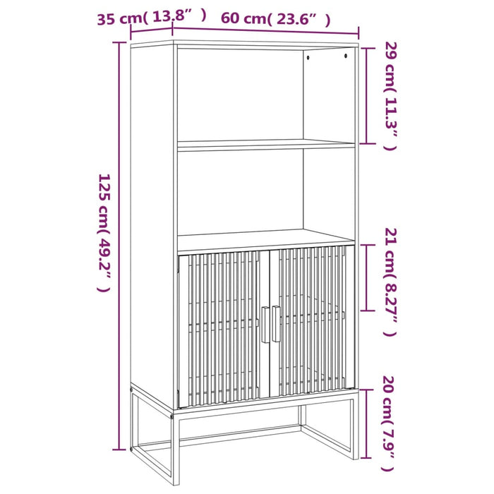 Credenza Bianca 60x35x125 cm in Legno Multistrato 352133