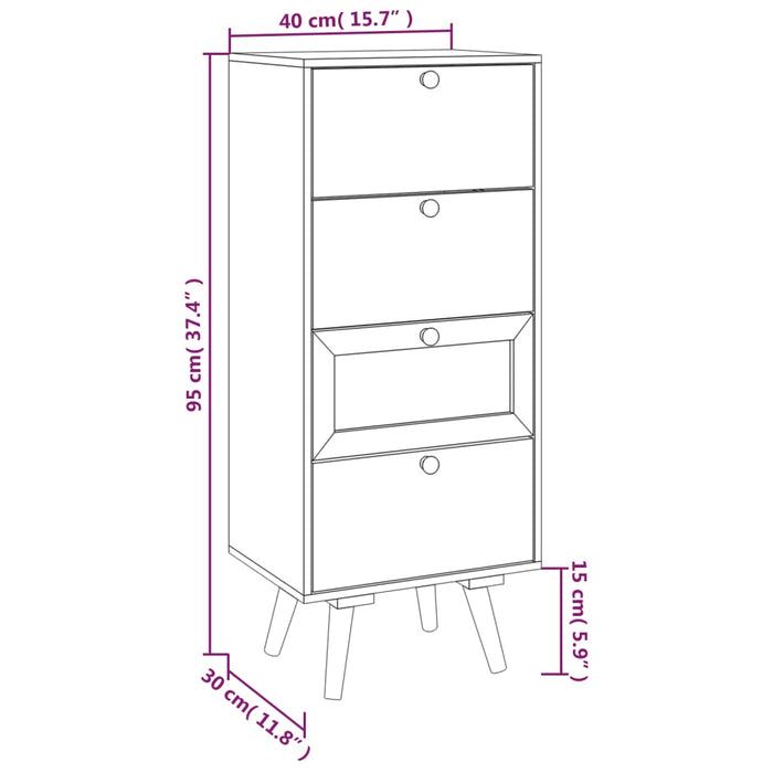 Credenza con Cassetti 40x30x95 cm in Legno Multistrato 352155