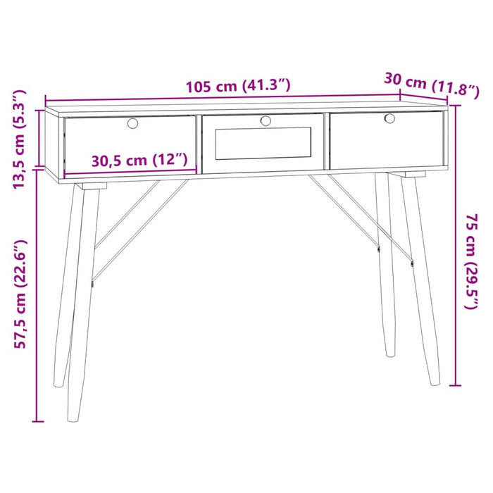 Tavolino Consolle con Cassetti 105x30x75 cm Legno Multistrato 352160