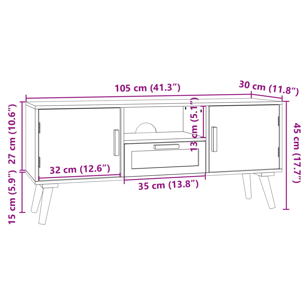 Mobile Porta TV con Ante 105x30x45 cm in Legno Multistrato 352164