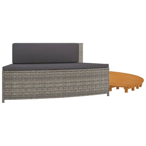 Bordo per Spa Grigio in Polyrattan e Legno Massello di Acacia 362260