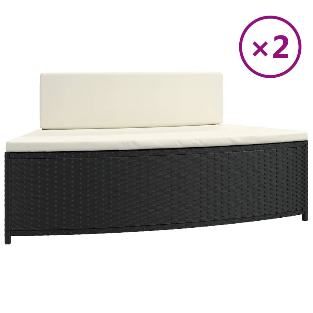 Panche per Spa con Cuscini 2 pz in Polyrattan Nero 362262