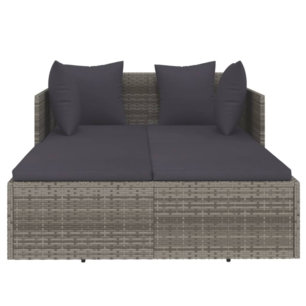 Lettino con Cuscini Grigio 182x118x63 cm in Polyrattan 362268