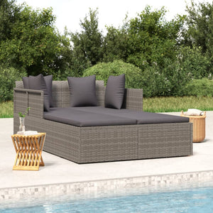 Lettino con Cuscini Grigio 182x118x63 cm in Polyrattan 362268