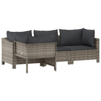 Set Divani da Giardino 4 pz con Cuscini in Polyrattan Grigio 362688