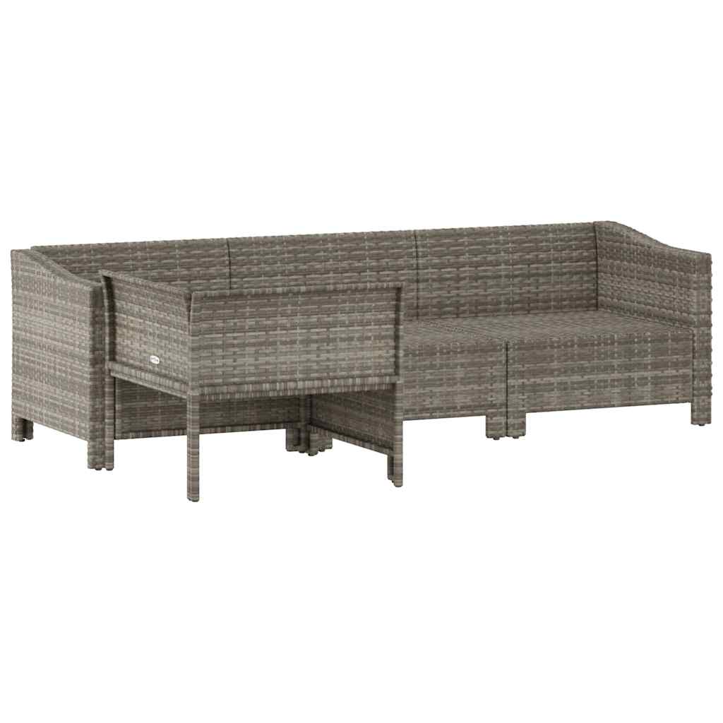 Set Divani da Giardino 4 pz con Cuscini in Polyrattan Grigio 362688