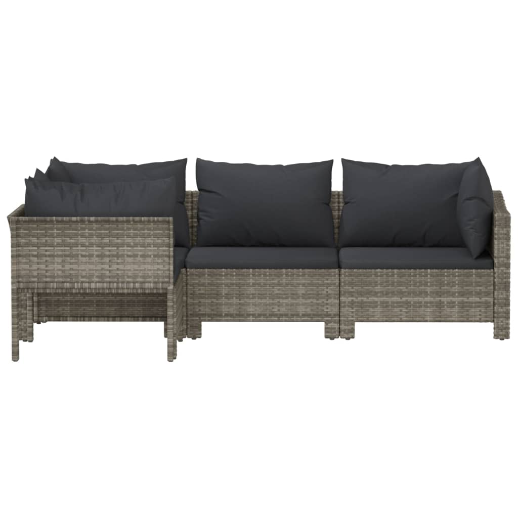 Set Divani da Giardino 4 pz con Cuscini in Polyrattan Grigio 362688