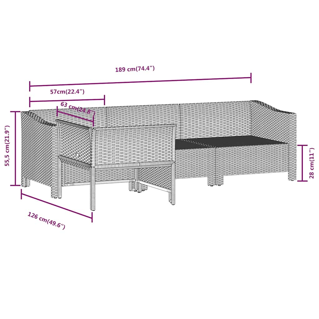 Set Divani da Giardino 4 pz con Cuscini in Polyrattan Grigio 362688