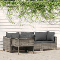 Set Divani da Giardino 4 pz con Cuscini in Polyrattan Grigio 362688