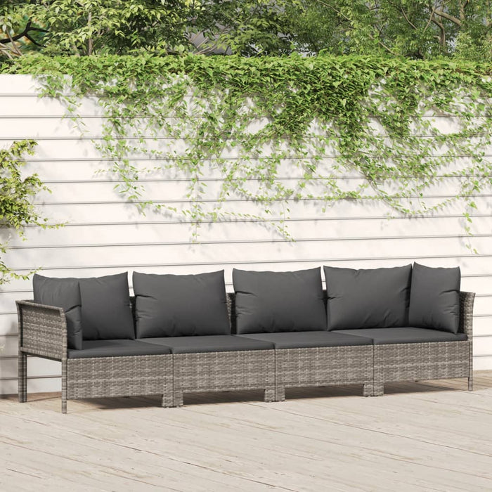 Set Divani da Giardino 4 pz con Cuscini in Polyrattan Grigiocod mxl 118657