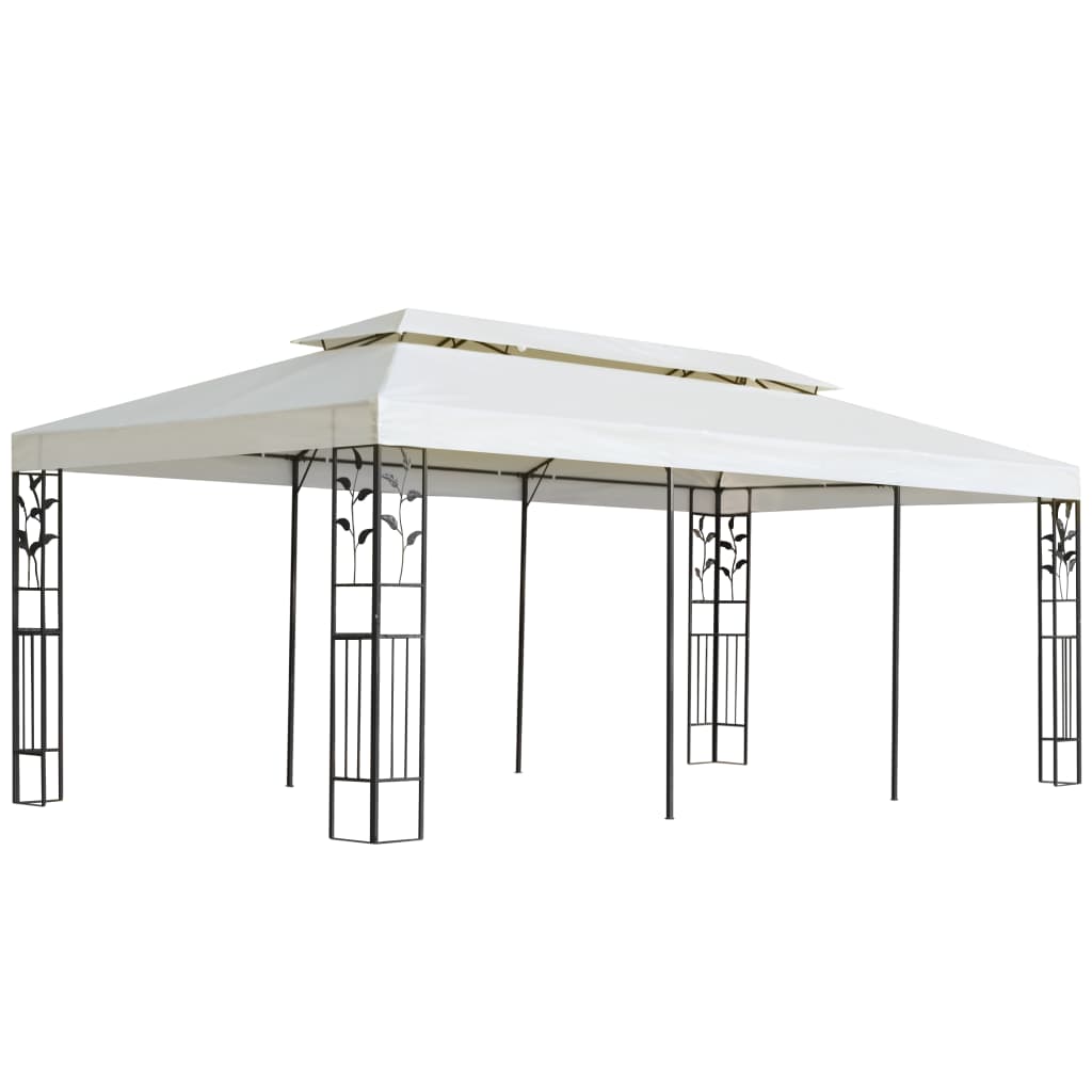 Gazebo con Tetto Doppio Bianco 6x3 m in Acciaio 362376