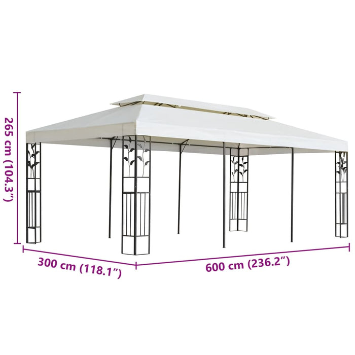 Gazebo con Tetto Doppio Bianco 6x3 m in Acciaio 362376