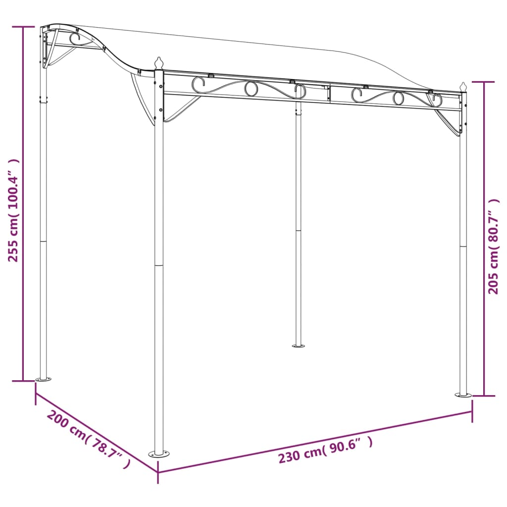 Tettoia Crema 2x2,3 m 180 g/m² Tessuto e Acciaio 362391