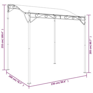 Tettoia Crema 2x2,3 m 180 g/m² Tessuto e Acciaio 362391