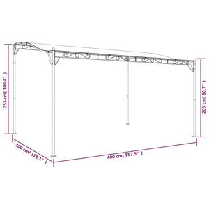 Tettoia Tortora 4x3 m 180 g/m² Tessuto e Acciaio 362396