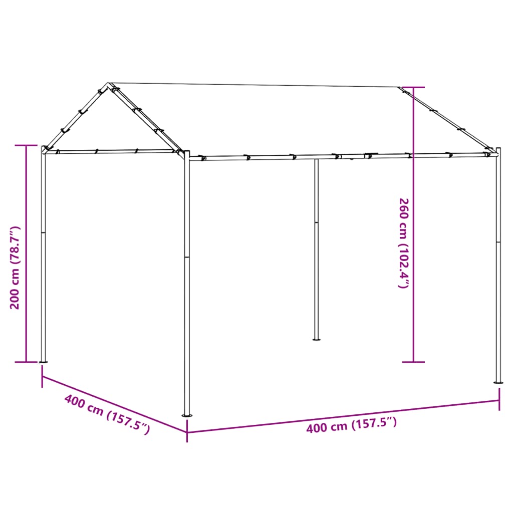 Tenda a Baldacchino Antracite 4x3 m in Acciaio e Tessuto 362453