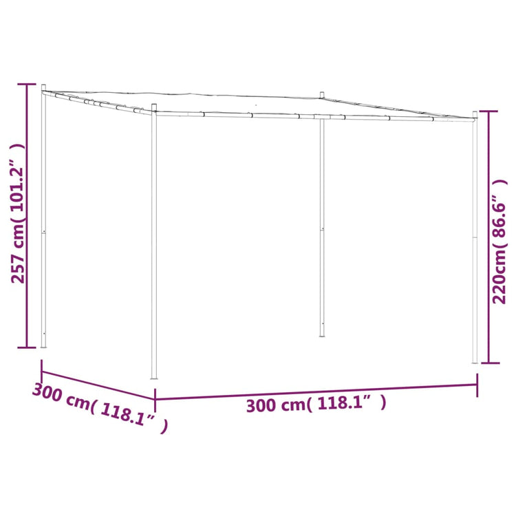 Gazebo Bianco 3x3 m 180 g/m² Tessuto e Acciaio 362461