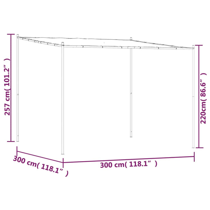 Gazebo Antracite 3x3 m 180 g/m² Tessuto e Acciaio 362462