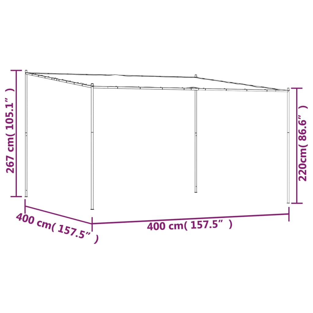 Gazebo Bianco 4x4 m 180 g/m² Tessuto e Acciaio 362464