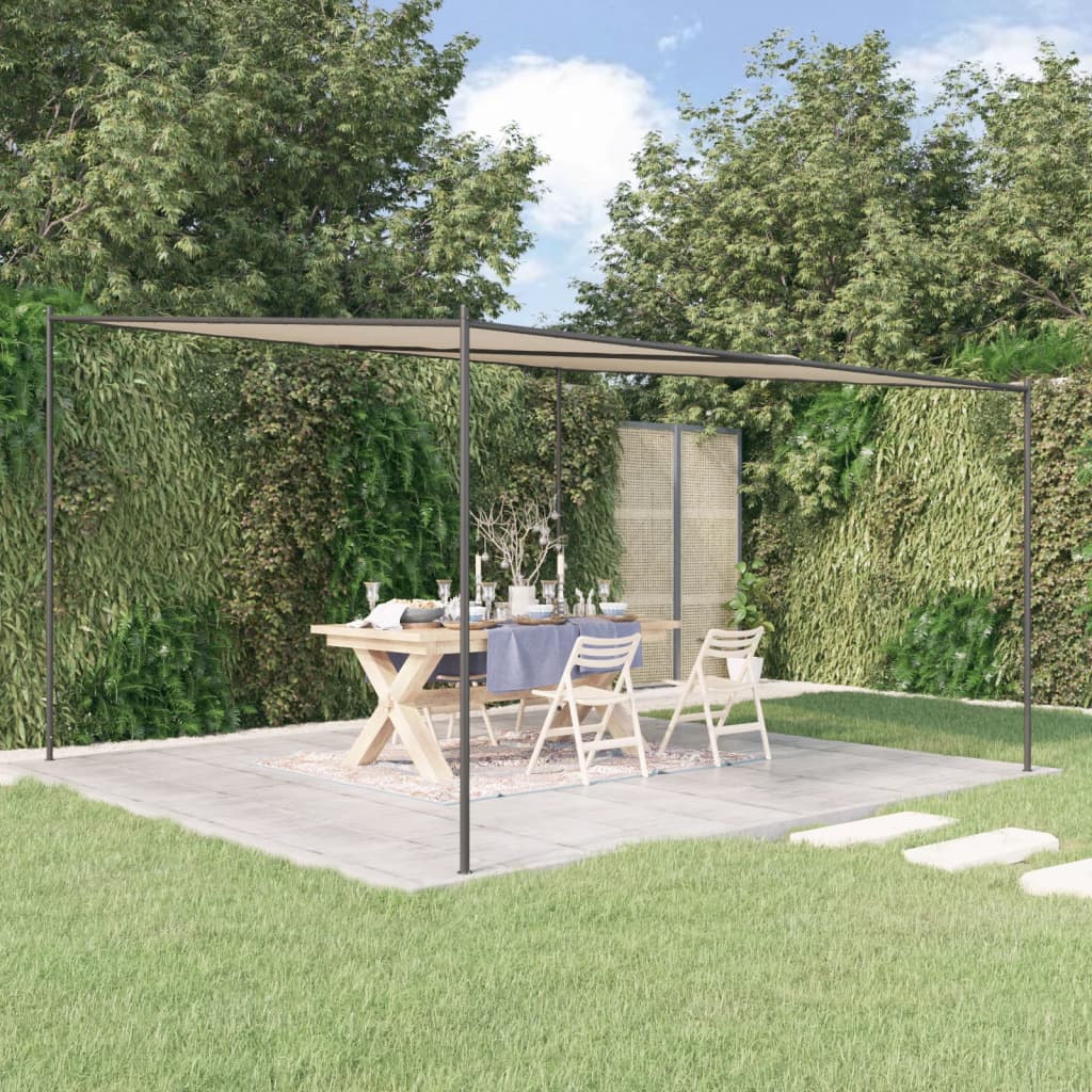 Gazebo Beige 4x4 m 180 g/m² Tessuto e Acciaio 362466