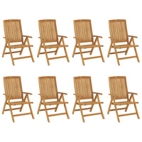 Sedie da Giardino Reclinabili 8 pz in Legno Massello di Teak 3154925