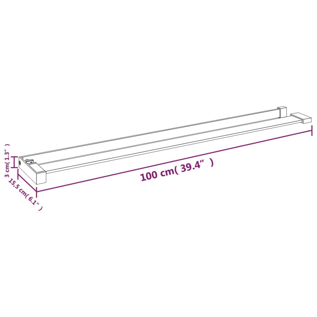 Mensola Doccia a Parete per Doccia Walk-in Nera 100cm Alluminio cod mxl 78019