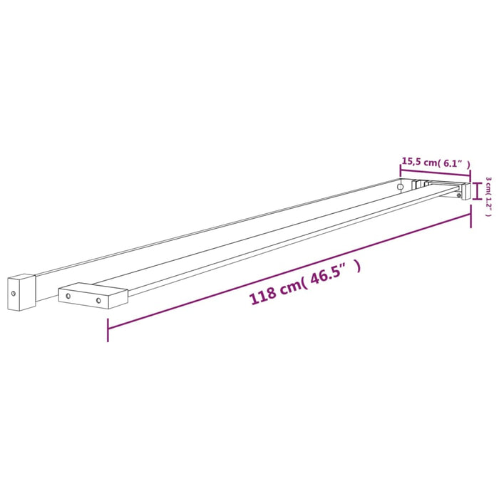 Mensola Doccia a Parete per Doccia Walk-in Nera 118cm Alluminio cod mxl 78014