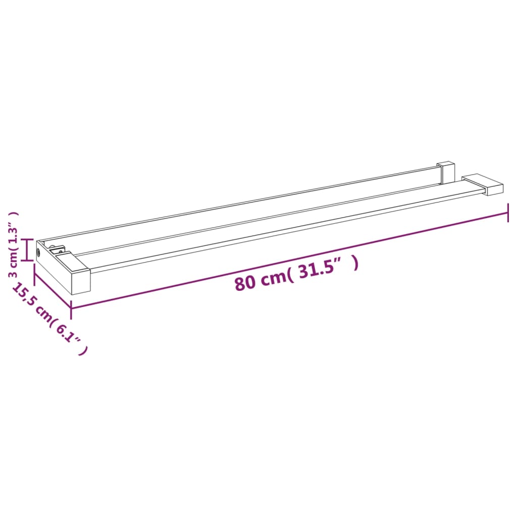 Mensola Doccia per Parete Doccia Walk-in Cromo 80 cm Alluminio cod mxl 78018