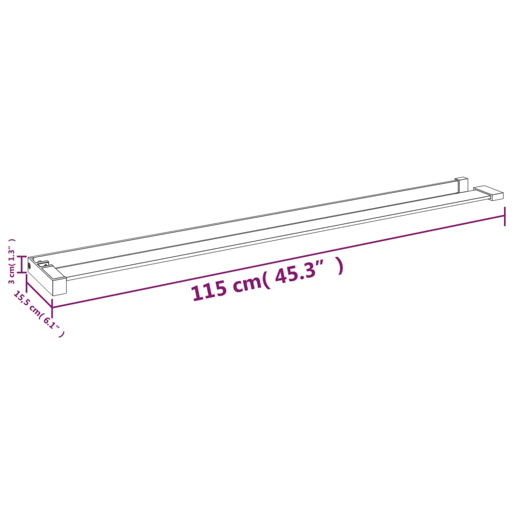 Mensola Doccia per Parete Doccia Walk-in Cromo 115 cm Alluminio