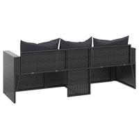 Divano da Giardino a 3 Posti con Cuscini Nero in Polyrattan 362327