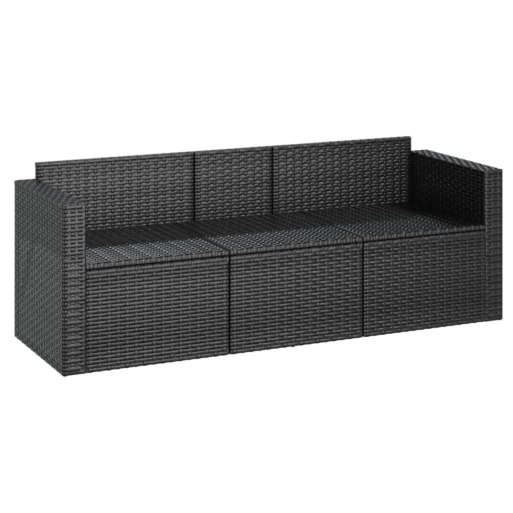 Divano da Giardino a 3 Posti con Cuscini Nero in Polyrattan 362327