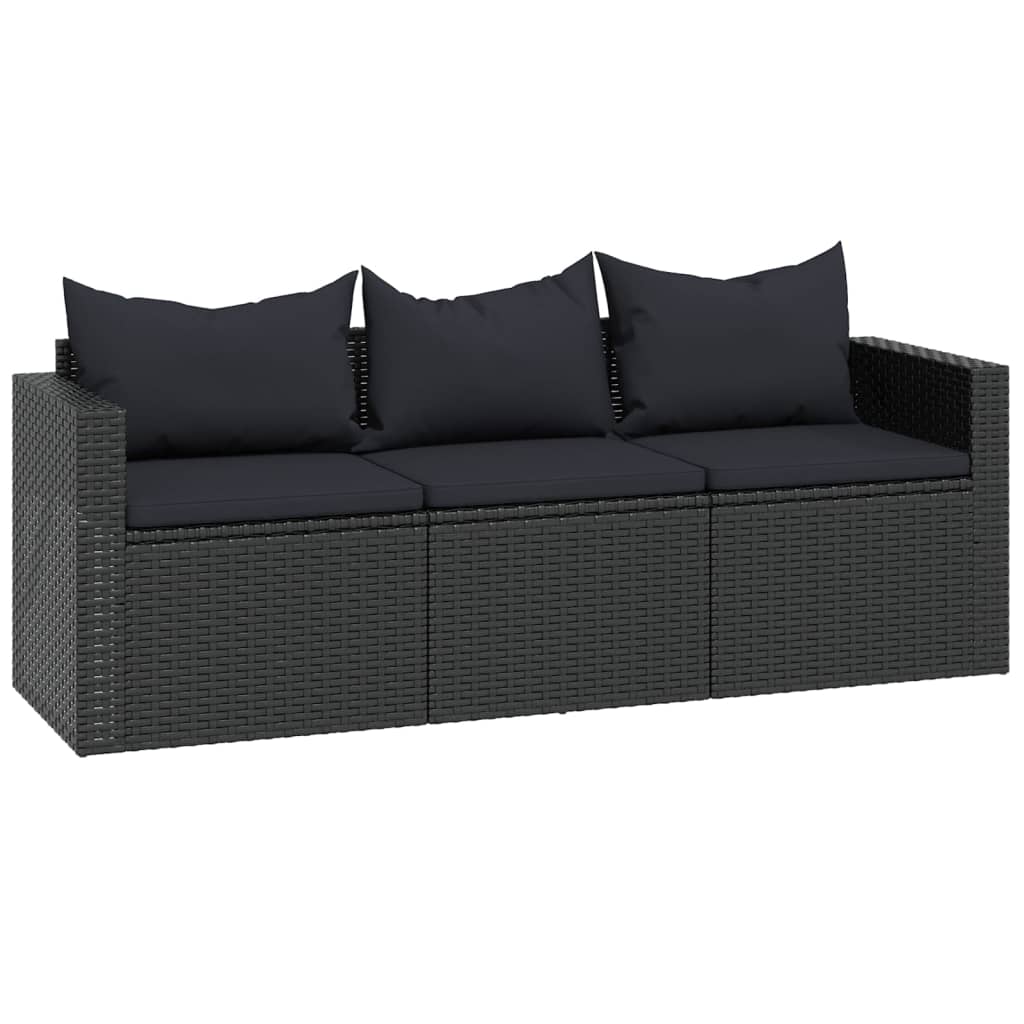 Set Divani da Giardino Nero in Polyrattan 362330