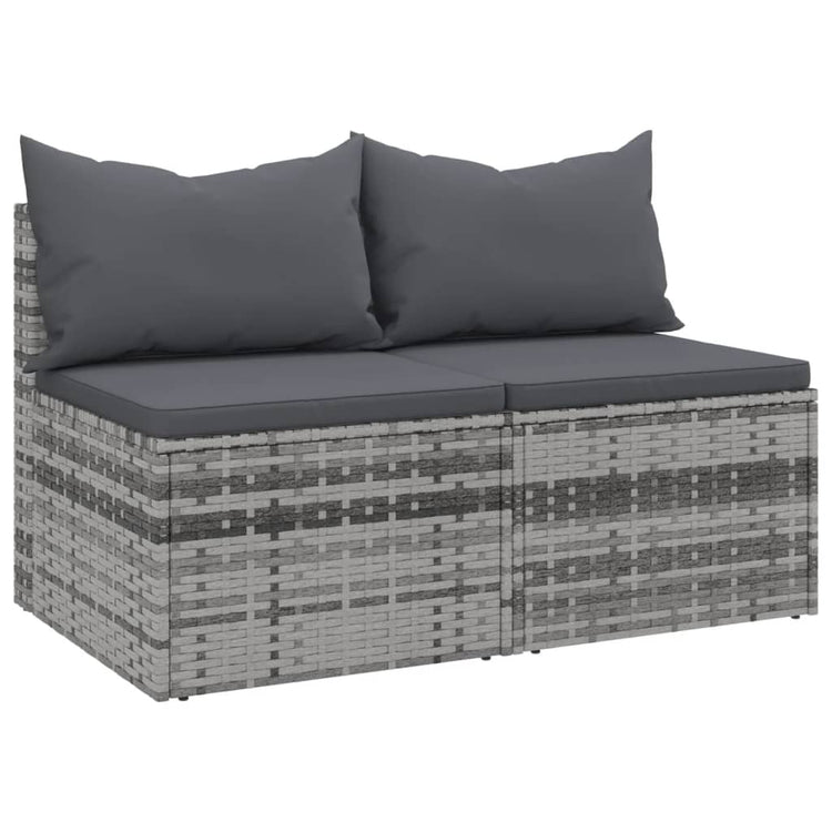 Divani Centrali da Giardino con Cuscini 2pz Polyrattan Grigio 362333