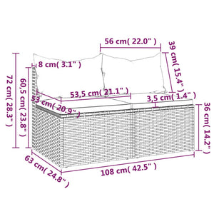 Divani Centrali da Giardino con Cuscini 2pz Polyrattan Grigio 362333